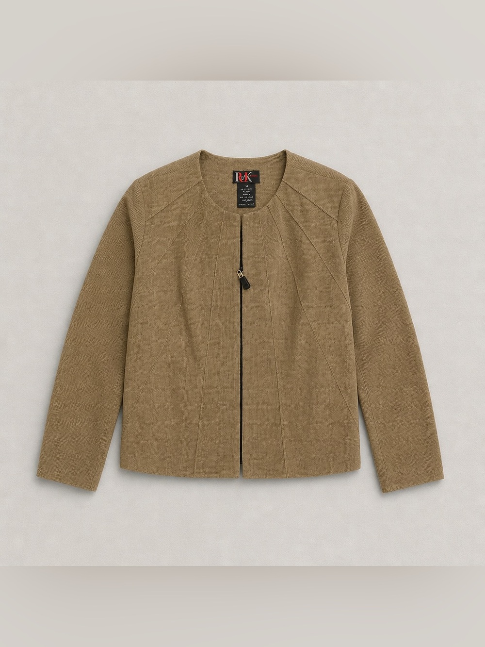 R&K Olive Suede-Effect Zip Jacket